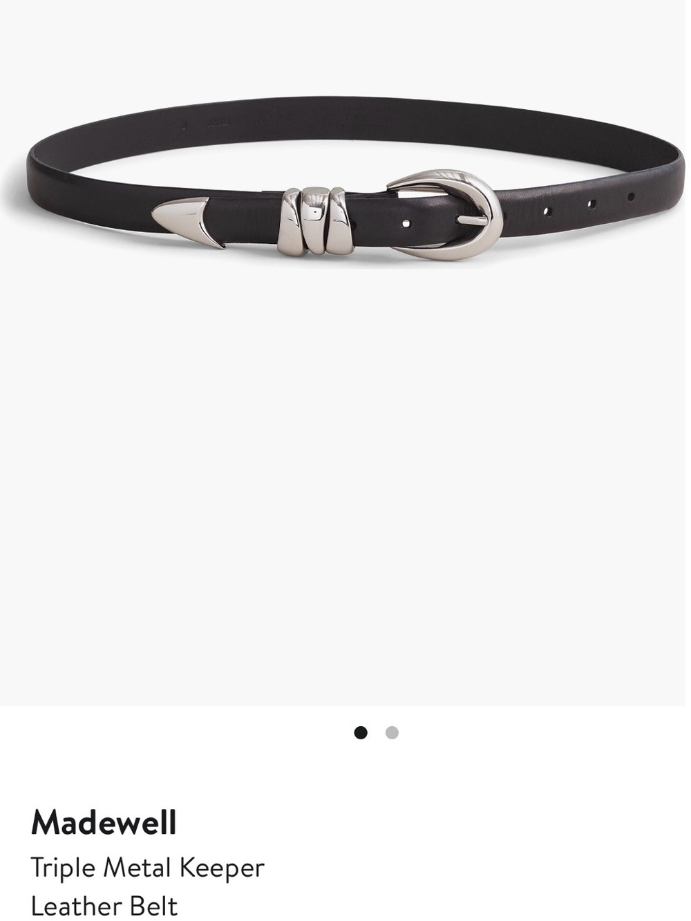 Madewell Black Leather Belt with Silver Buckle